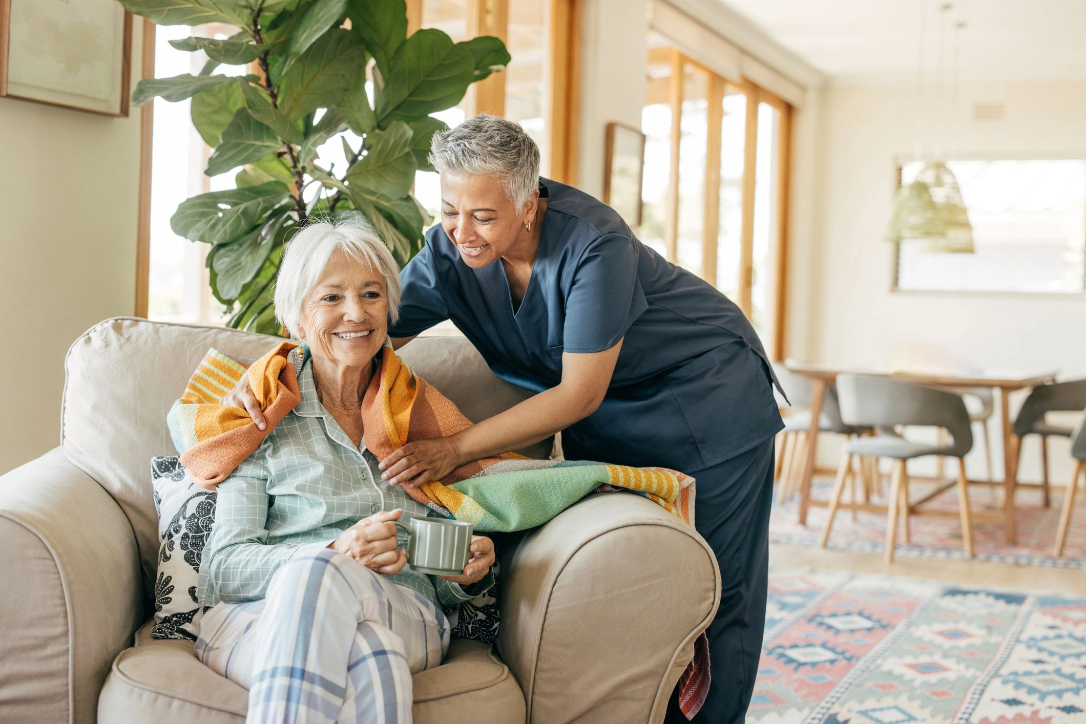 caregiver with elderly client