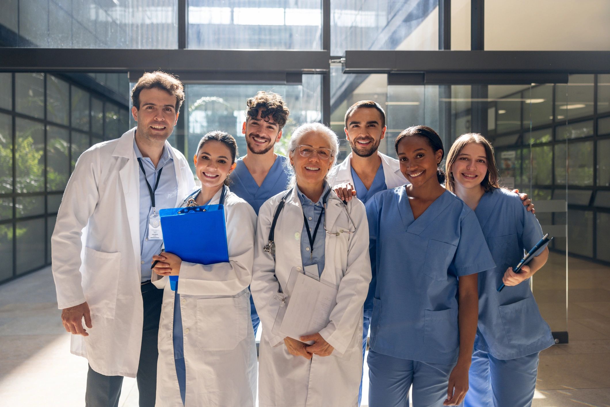 friendly Australian care team group portrait